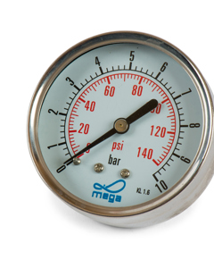 Manometer 0-10 rear connection 1/4" SST